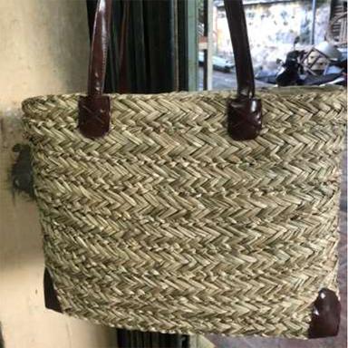 Seagrass Bag With Pu Leather Handle Design Type: Glazing