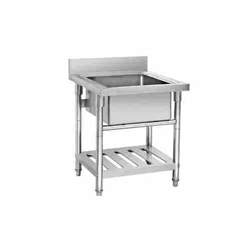 Stainless Steel Single Sink Unit With Shelves