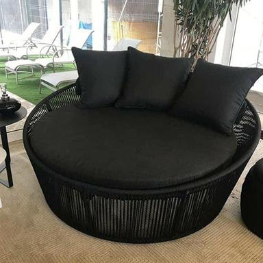 Black Round Wicker Rattan Daybed