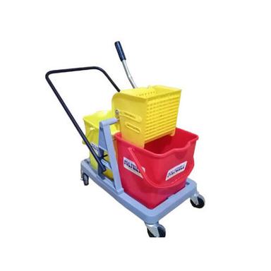 Yellow Double Bucket Wringer Trolley (With Plastic Frame)