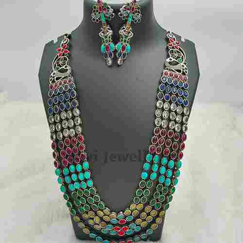 Multi Colour Gemstone Necklace Set