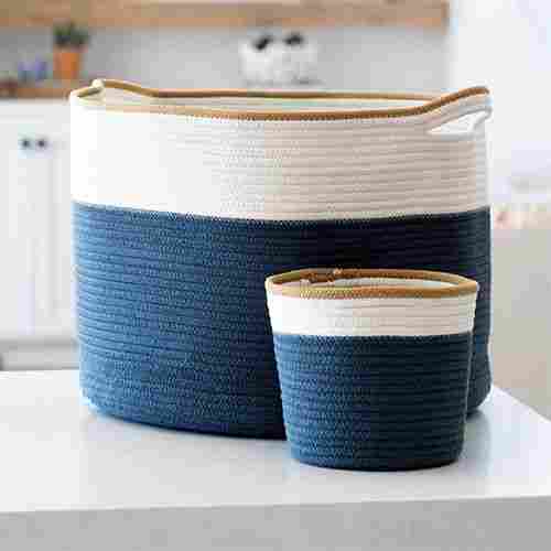 Jute and Cotton Storage Organizer Foldable Wardrobe Mini Rope Laundry Basket Cloth Storage Box Baby Bucket Hamper