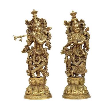 Durable Multicolor Brass Radha Krishna Statue