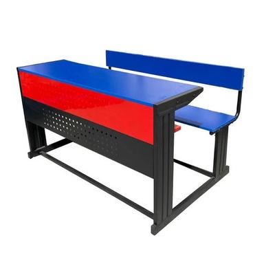 Blue-Red-Black School Wooden Bench