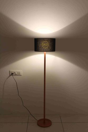 Minimalist Rose Gold Floor Lamp in iron with black cotton shade for interiors