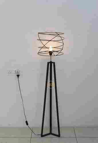 Black floor lamp with minimalist design iron made shade and base