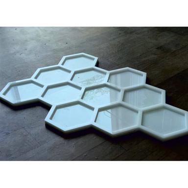 White Acrylic Geometric Hexagon Wall Art