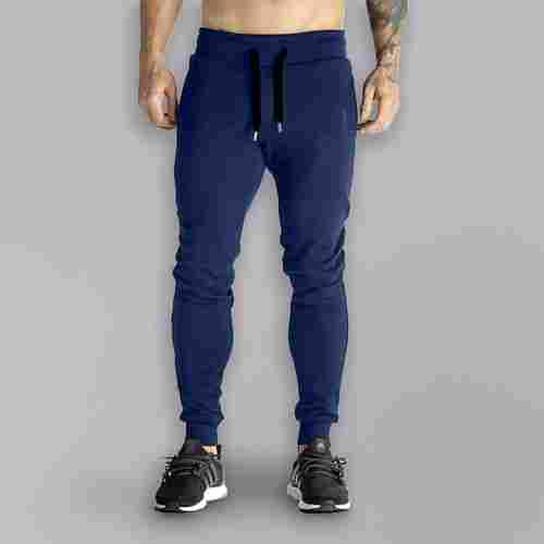 Men Nevy Blue Solid Slim Fit Track Pants