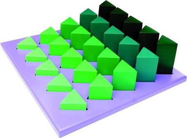 Graded triangular prism peg board