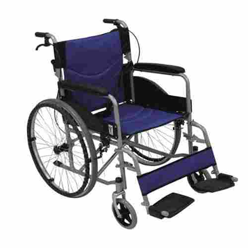 KW 370BB - POWDER COATED FRAME WHEELCHAIR WITH BACK FOLDING and BRAKE ASSIST - BLUE COLOUR