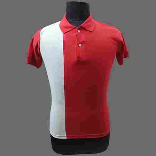 Men Red Plain Polyester T-Shirts