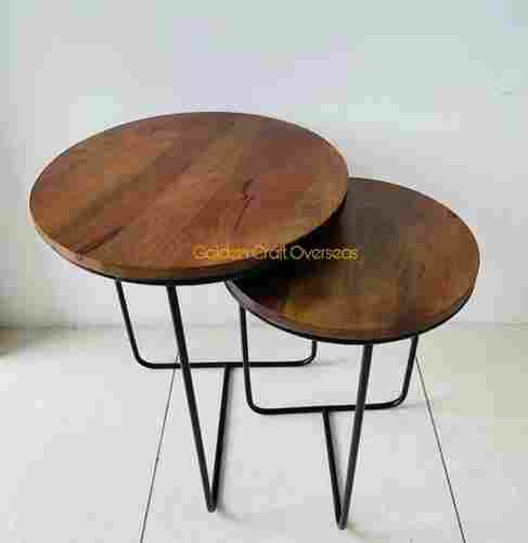 Affordable Nesting set of 2 in iron with wooden top for interiors