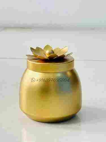 Small Dry Fruit hamper box jar in iron with golden powder coated finish