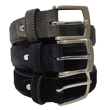 Steel Black Leather Belt