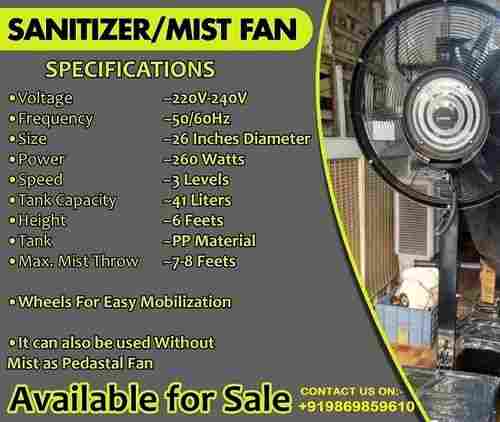 Sanitizer mist fan industrial mist fan pedestal mist fan water mist fan