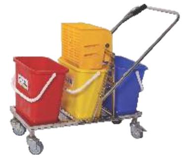 Blue 3 Bucket Wringer Trolley (With Ss Frame)