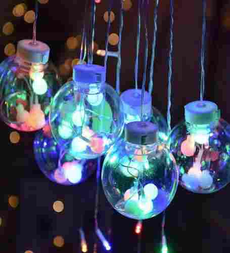 12 WISH BALLS WINDOW CURTAIN STRING LIGHTS WITH 8 FLASHING MODES DECORATION FOR HOME DECORATION DIWALI AND WEDDING LED CHRISTMAS LIGHT INDOOR AND OUTDOOR LIGHT FESTIVAL DECORATION (PLASTIC MULTICOLOR)