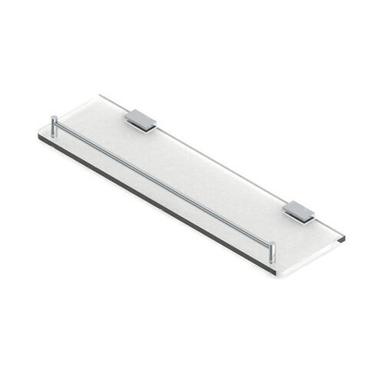 Silver Rg Glass Shelf With Rail-Rectangular (Wall Brackets)