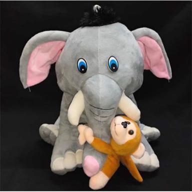Grey 900 Elephant With Monkey Toy