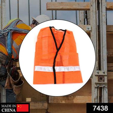 ORANGE SAFETY JACKET FOR HAVING PROTECTION AGAINST ACCIDENTS USUALLY IN CONSTRUCTION AREA (7438)