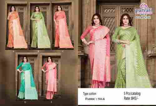 Patesl Colours New Banarasi Cotton Silk Saree