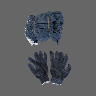Plain Blue Knitted Cotton Hand Gloves
