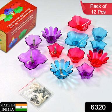 MAGICAL REFLECTION DIYA SET WITH 6 ATTRACTIVE DESIGN CUP SET OF 12 PIECES (6320)