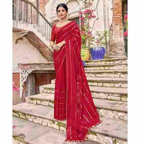 Ladies Crepe Fabric Saree With Sequence Fancy Work