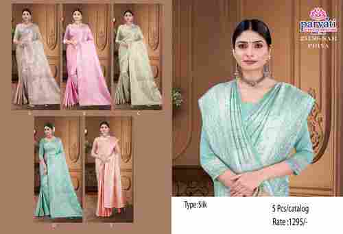 Softy Silk Silver Jari Banarasi Saree In Pastels Colour-25150