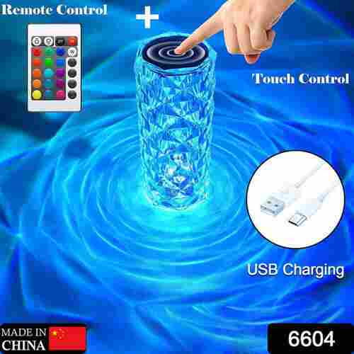 CRYSTAL TOUCH NIGHT LIGHT (16 COLORS) - ROSE DIAMOND TABLE LAMP WITH REMOTE CONTROL (6604)