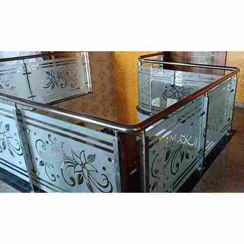 Office Glass Railing Designs With Acid Glass To Glass Work