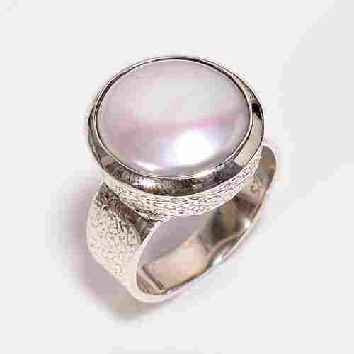 Stunning Silver Ring Baroque Pearl 925 Sterling Silver Handmade Jewelry For Men and Women
