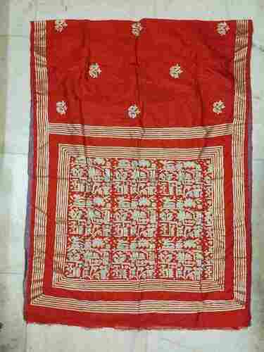 Hand Ari embroidery on pure katan silk saree