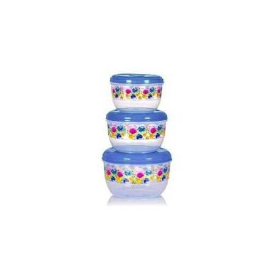 Blue Round Plastic Food Container Foil Printed