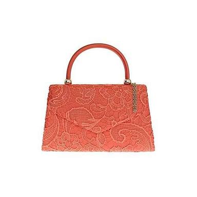 Orange Women Net Design Handbag