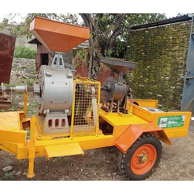 Yellow Semi Automatic Mild Steel Atta Chakki Tractor Flour Mill