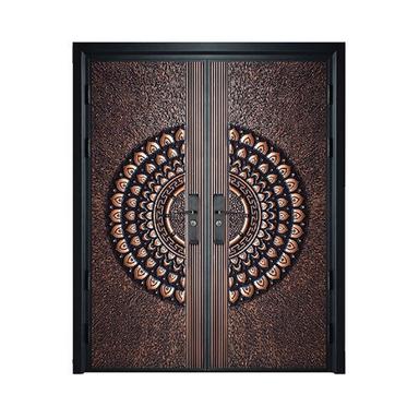 Brown Designer Steel Door In Wooden Finish