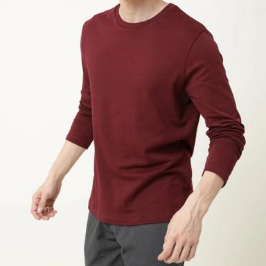 Mens Casual Cotton Round Neck T Shirt Full Sleeve