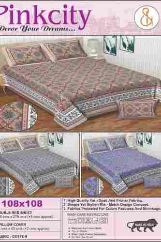 Pink City Cotton Double Bedsheet 108by108