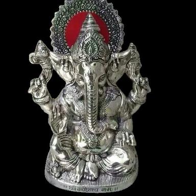 Silver 12 Inch Aluminum Ganesh Statue