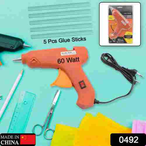 PROFESSIONAL 60 WATT WITH 5 PCS HOT MELT GLUE STICK and  ON/OFF SWITCH  ELECTRIC TOOL HOT MELT GLUE GUN FOR MULTI USE1 PC