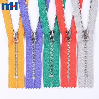 Aluminum Zipper 3 inch Metal Zipper with Colorful Tape Metal Zipper with Sliver Teeth Zipper