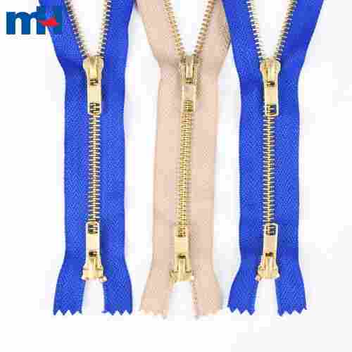 Two-Way Zipper 5 inch Metal Zipper Brass Zipper with Colorful Tape for Jacket Coat Hoodie Zip