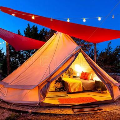 Outdoor Luxury Windproof Canvas Safari Lotus Bell Tents Glamping Capacity: 5+ Person