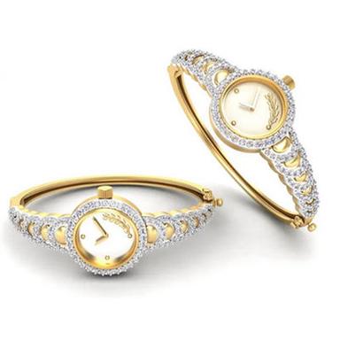 Golden Elegant Gold With Diamond Watch
