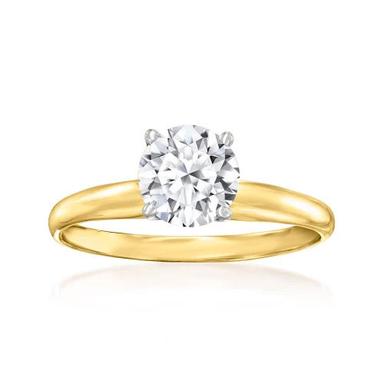 1Ct Yellow Gold Finish Round Cut Lab Grown Engagement Ring Diamond Carat Weight: 1 Carat