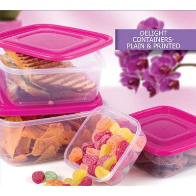 Transparent/Pink Delight Container Plain And Printed