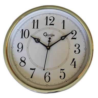 As Per Requirement 12X12 Inch Golden White Plastic Round Wall Clock