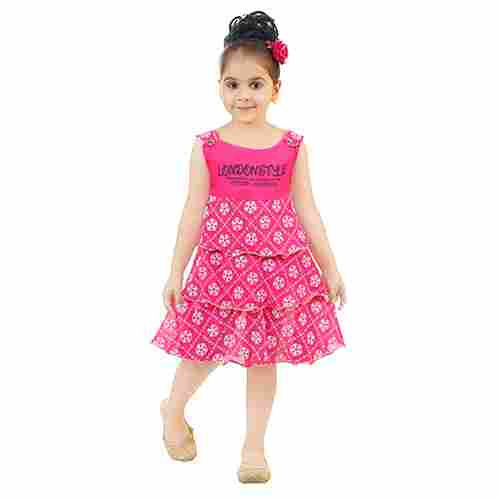 Kids Pink Dotted Frock