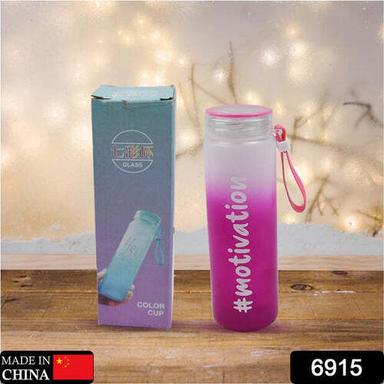 MOTIVATIONAL GLASS BOTTLE COLORFUL PORTABLE WATER GLASS (6915)